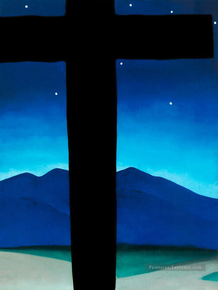 croix noire avec des étoiles et bleu Géorgie Okeeffe modernisme américain Precisionism Peintures à l'huile